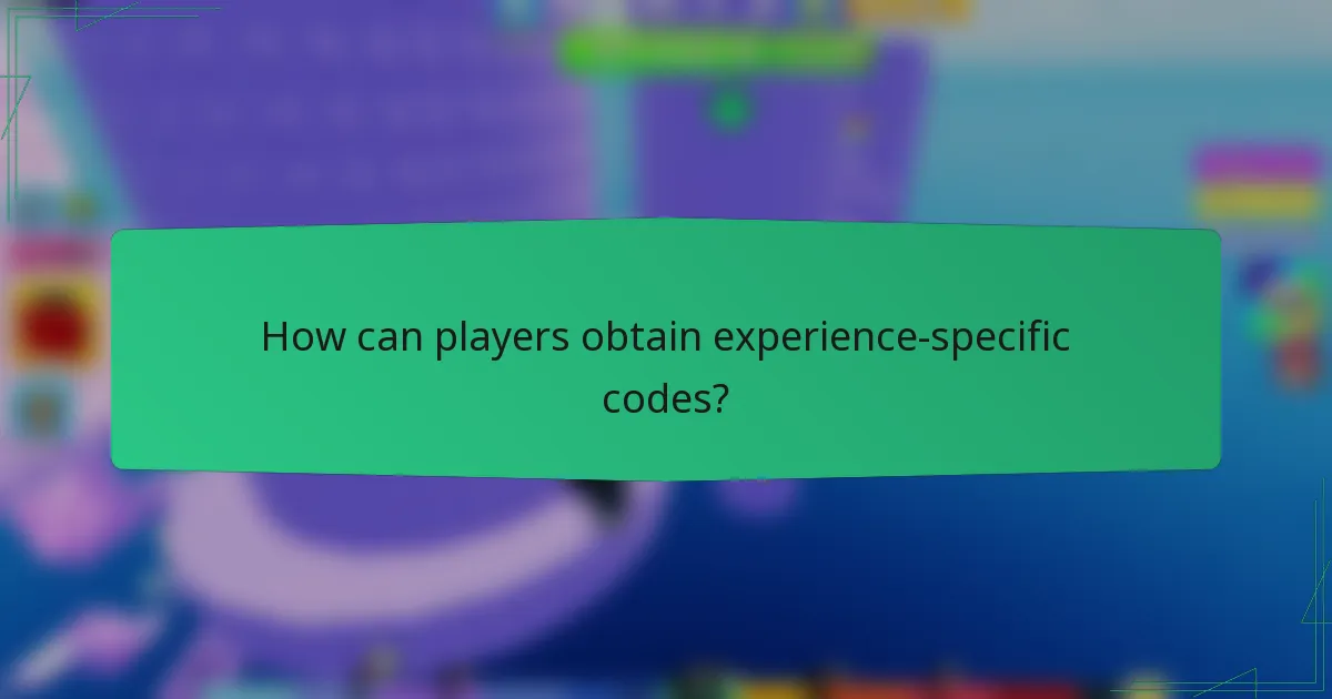 How can players obtain experience-specific codes?